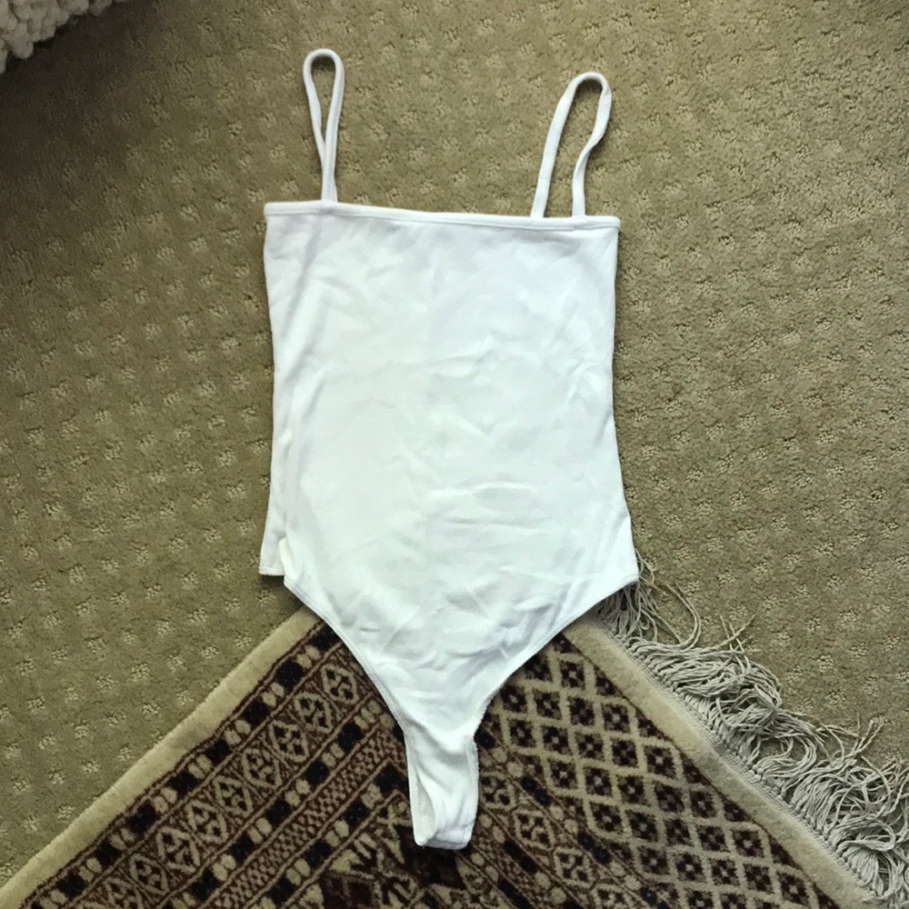 Brandy Melville Straight Neck Ribbed Bodysuit